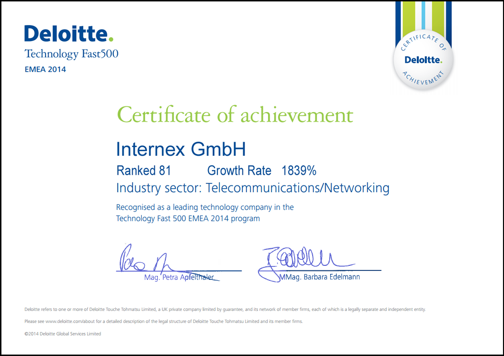 internex Deloitte Certificate